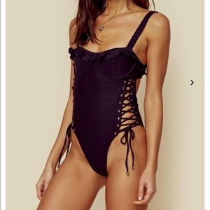 Planet Blue Blue Life roped up corset one piece